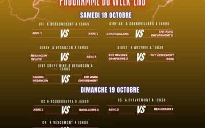PROGRAMME DU WEEK-END DU 18 – 19 OCTOBRE