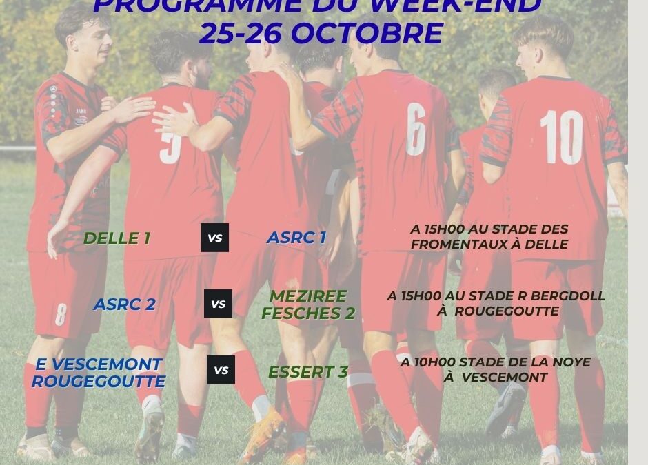 Programme du week-end du 25 – 26 octobre